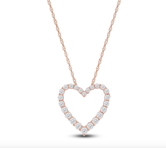 1 Carat Lab-Created Diamond Graduated Open-Heart Necklace in 14K Rose Gold – 18" Chain